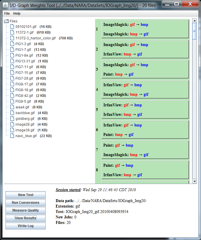 The I/O-graph Weights Tool used to determine the quality of supported conversions.