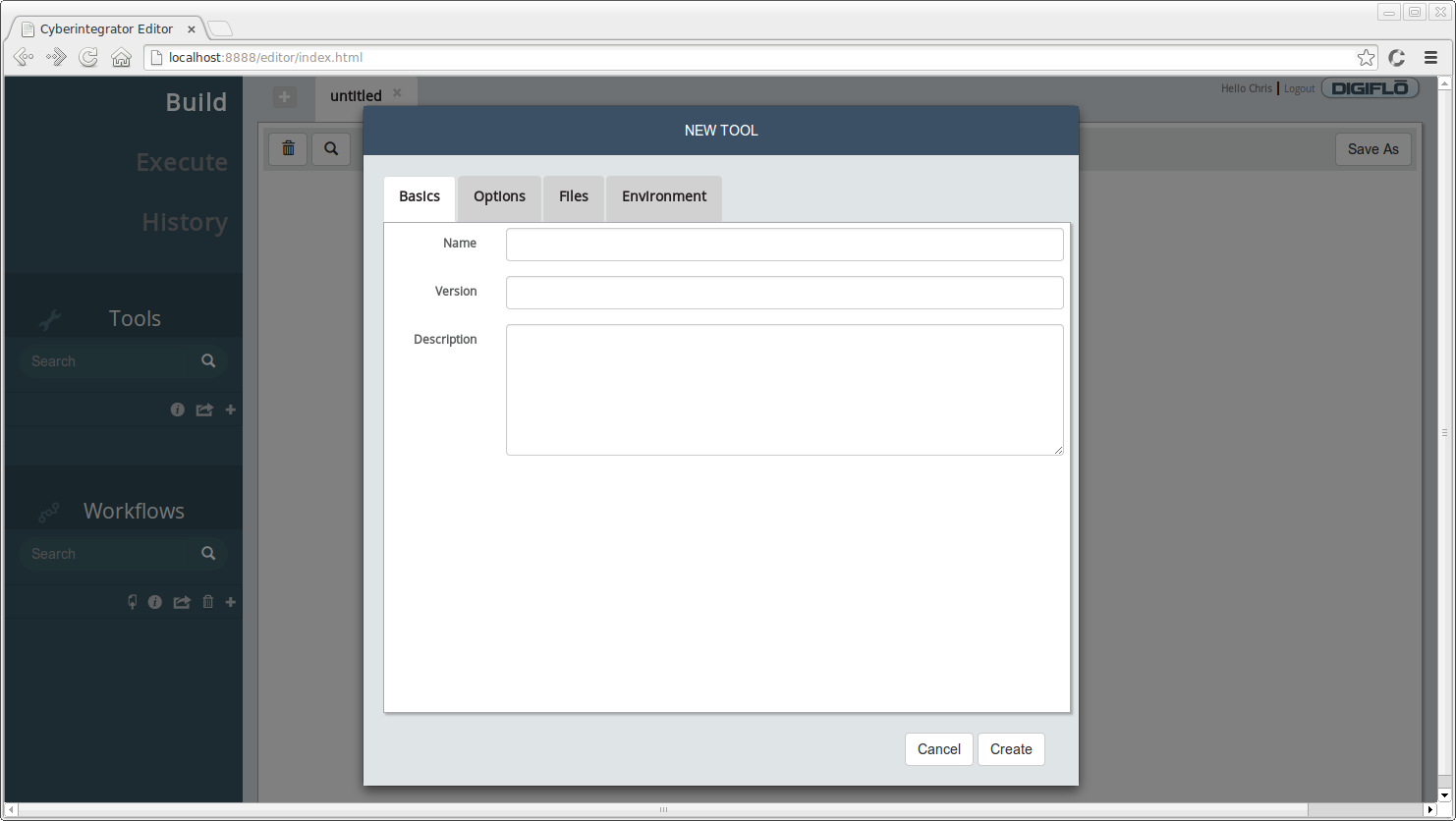 Command Line tool wizard - Basic tab