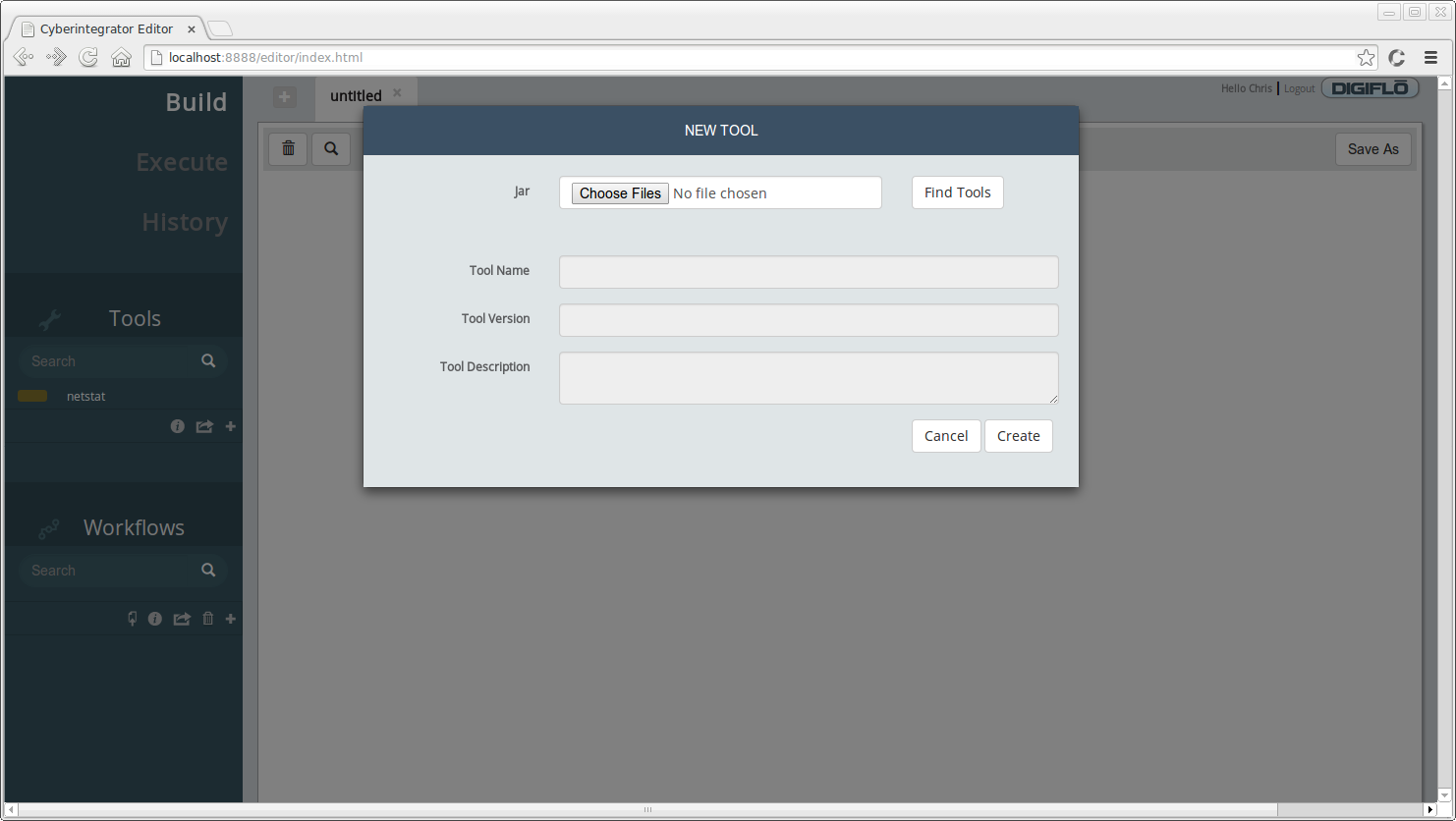 Java tool wizard page.