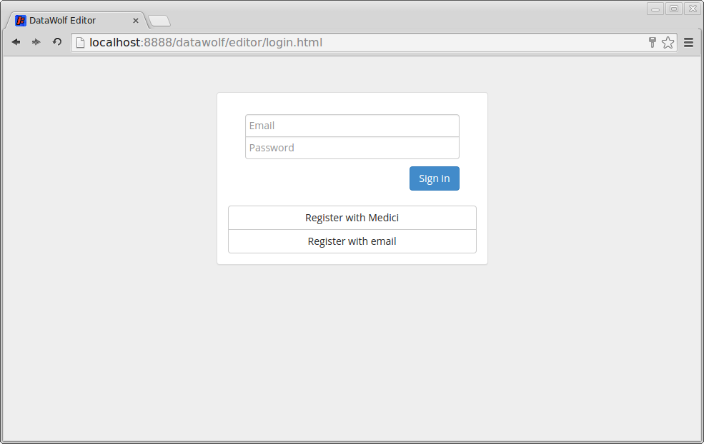 Web Editor login page.