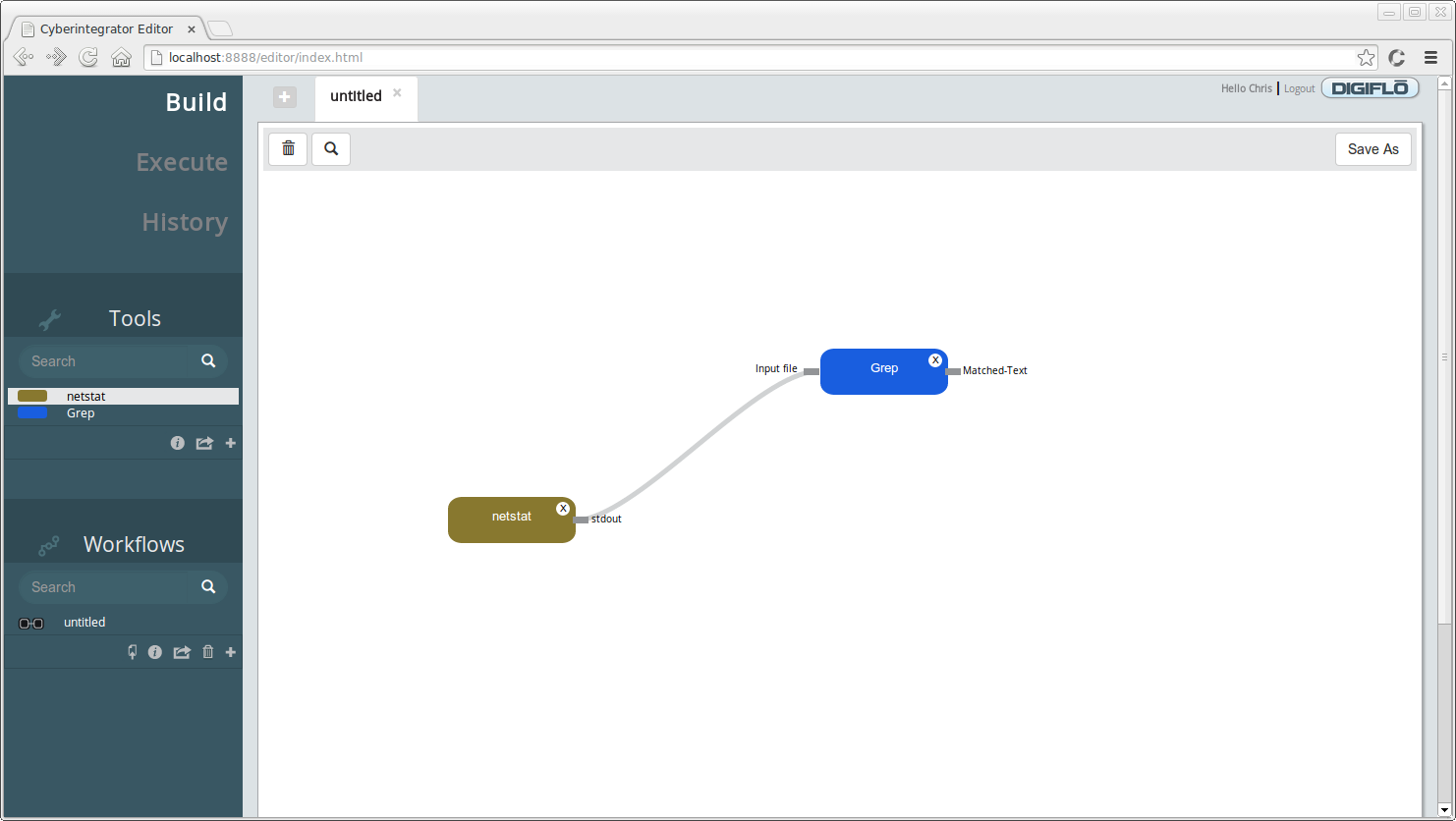 Workflow graph with two connected tools