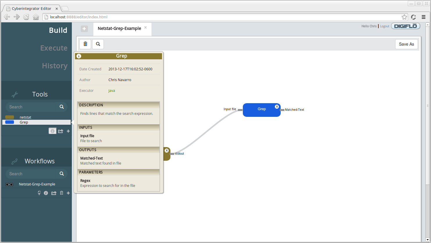 Grep Tool information popup